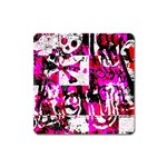 Pink Checker Graffiti Magnet (Square)