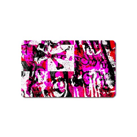 Pink Checker Graffiti Magnet (Name Card) from ArtsNow.com Front