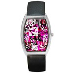 Pink Checker Graffiti Barrel Style Metal Watch