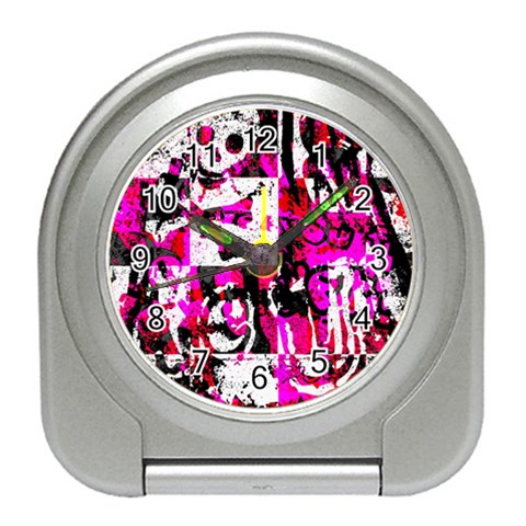 Pink Checker Graffiti Travel Alarm Clock from ArtsNow.com Front