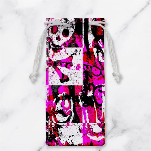 Pink Checker Graffiti Jewelry Bag from ArtsNow.com Front