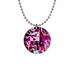 Pink Checker Graffiti 1  Button Necklace