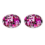 Pink Checker Graffiti Cufflinks (Oval)