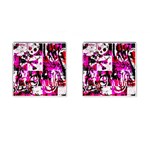 Pink Checker Graffiti Cufflinks (Square)