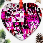 Pink Checker Graffiti Heart Ornament (Two Sides)