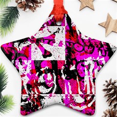 Pink Checker Graffiti Star Ornament (Two Sides) from ArtsNow.com Front