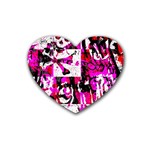 Pink Checker Graffiti Rubber Coaster (Heart)