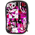 Pink Checker Graffiti Compact Camera Leather Case