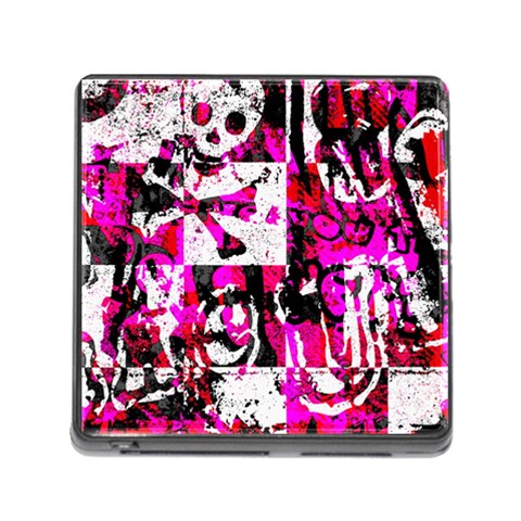 Pink Checker Graffiti Memory Card Reader with Storage (Square) from ArtsNow.com Front