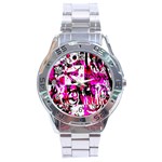 Pink Checker Graffiti Stainless Steel Analogue Men’s Watch