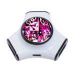 Pink Checker Graffiti 3-Port USB Hub