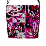 Pink Checker Graffiti Flap Closure Messenger Bag (Large)