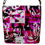 Pink Checker Graffiti Flap closure messenger bag (Small)