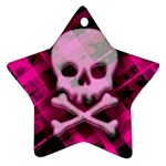 Pink Plaid Skull Ornament (Star)