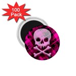 Pink Plaid Skull 1.75  Magnet (100 pack) 