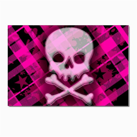 Pink Plaid Skull Postcards 5  x 7  (Pkg of 10) from ArtsNow.com Front