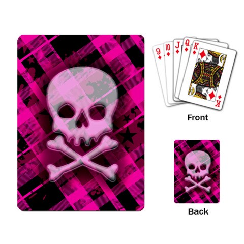 Pink Plaid Skull Playing Cards Single Design from ArtsNow.com Back