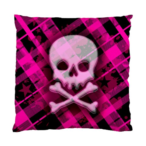 Pink Plaid Skull Cushion Case (One Side) from ArtsNow.com Front