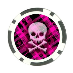 Pink Plaid Skull Poker Chip Card Guard (10 pack) from ArtsNow.com Front