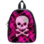 Pink Plaid Skull School Bag (Small)