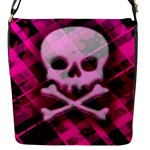 Pink Plaid Skull Flap closure messenger bag (Small)