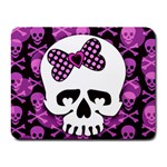 Pink Polka Dot Bow Skull Small Mousepad