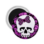 Pink Polka Dot Bow Skull 2.25  Magnet