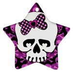 Pink Polka Dot Bow Skull Ornament (Star)