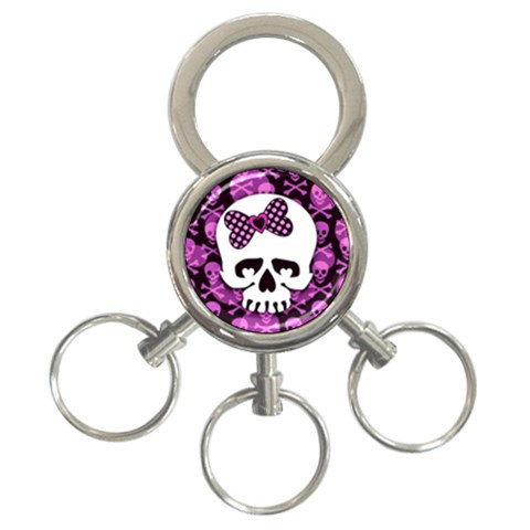Pink Polka Dot Bow Skull 3 Front