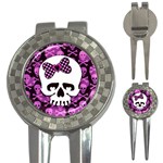 Pink Polka Dot Bow Skull 3-in-1 Golf Divot