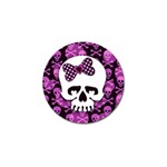 Pink Polka Dot Bow Skull Golf Ball Marker