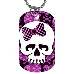 Pink Polka Dot Bow Skull Dog Tag (Two Sides) from ArtsNow.com Front