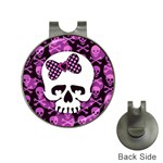 Pink Polka Dot Bow Skull Golf Ball Marker Hat Clip