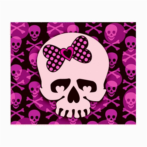 Pink Polka Dot Bow Skull Glasses Cloth (Small) from ArtsNow.com Front