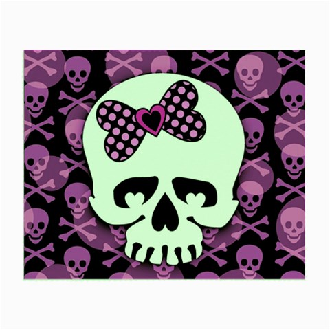 Pink Polka Dot Bow Skull Glasses Cloth (Small) from ArtsNow.com Front