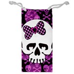 Pink Polka Dot Bow Skull Jewelry Bag