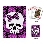 Pink Polka Dot Bow Skull Playing Cards Single Design