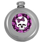 Pink Polka Dot Bow Skull Hip Flask (5 oz)