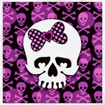 Pink Polka Dot Bow Skull Canvas 16  x 16 
