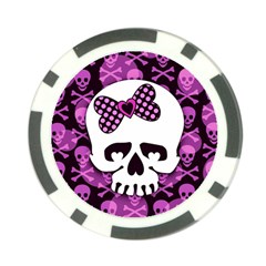 Pink Polka Dot Bow Skull Poker Chip Card Guard from ArtsNow.com Front