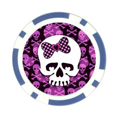 Pink Polka Dot Bow Skull Poker Chip Card Guard from ArtsNow.com Front