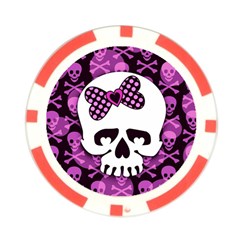 Pink Polka Dot Bow Skull Poker Chip Card Guard from ArtsNow.com Back
