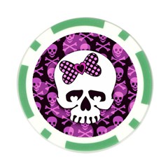 Pink Polka Dot Bow Skull Poker Chip Card Guard from ArtsNow.com Back