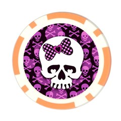 Pink Polka Dot Bow Skull Poker Chip Card Guard from ArtsNow.com Back