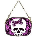 Pink Polka Dot Bow Skull Chain Purse (Two Sides)