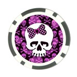 Pink Polka Dot Bow Skull Poker Chip Card Guard (10 pack)