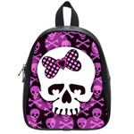 Pink Polka Dot Bow Skull School Bag (Small)