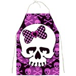 Pink Polka Dot Bow Skull Full Print Apron