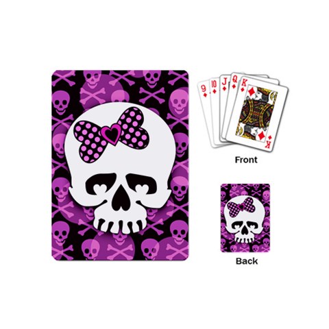 Pink Polka Dot Bow Skull Playing Cards (Mini) from ArtsNow.com Back