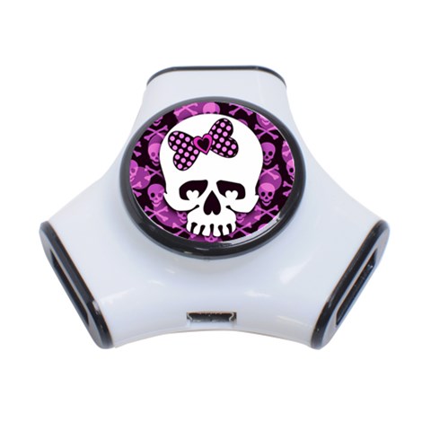 Pink Polka Dot Bow Skull 3 Front